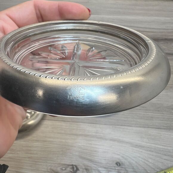 FB Rogers Bros. Rim Cut Glass Coaster Geometric Rope Edge x3 - Picture 6 of 11